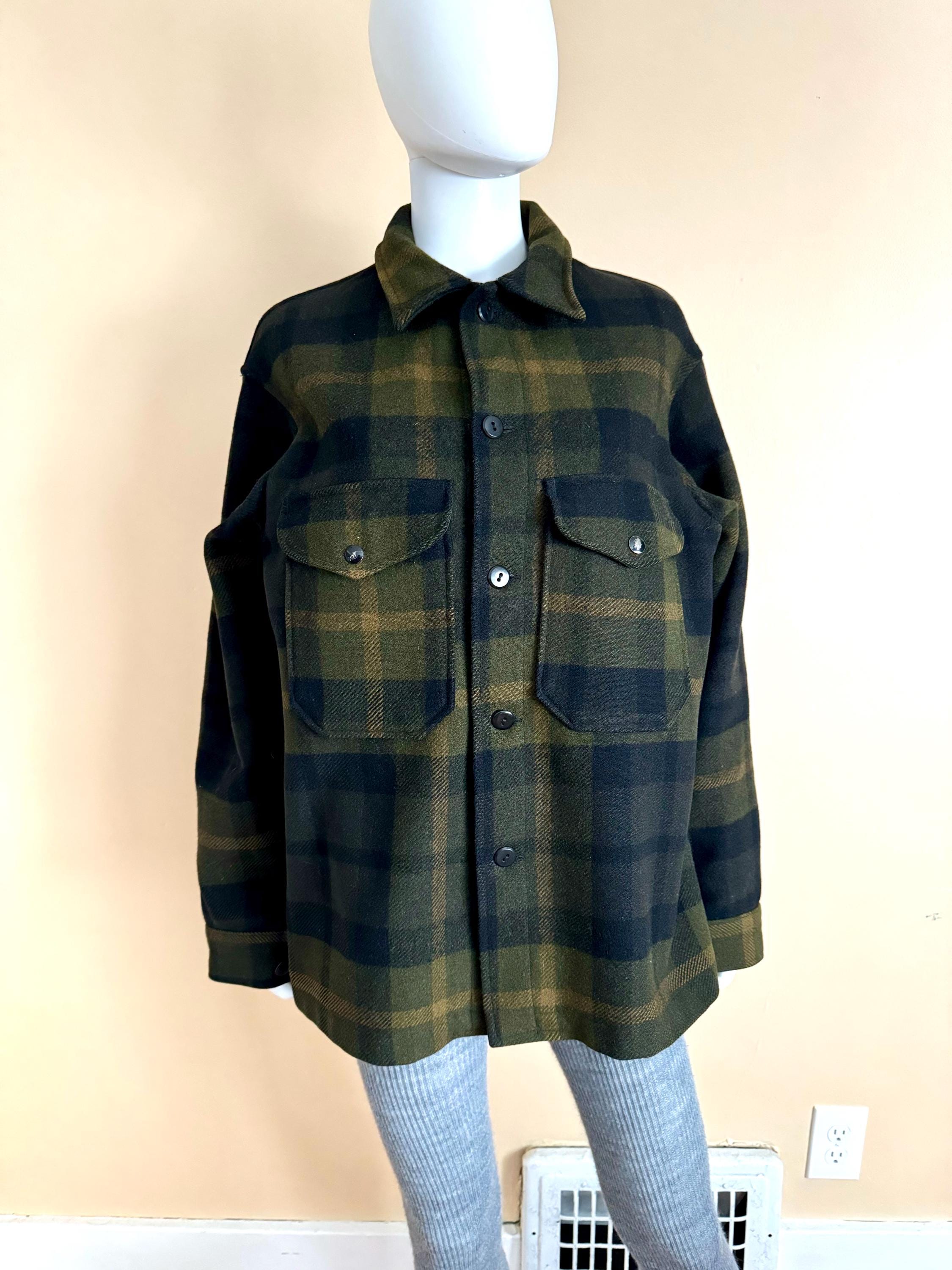 Vintage 70s Pendleton Wool Jacket Top Coat Plaid Quilted