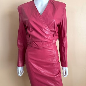 1980’s Bubblegum Pink Leather Skirt & Jacket by Tannery West sz S