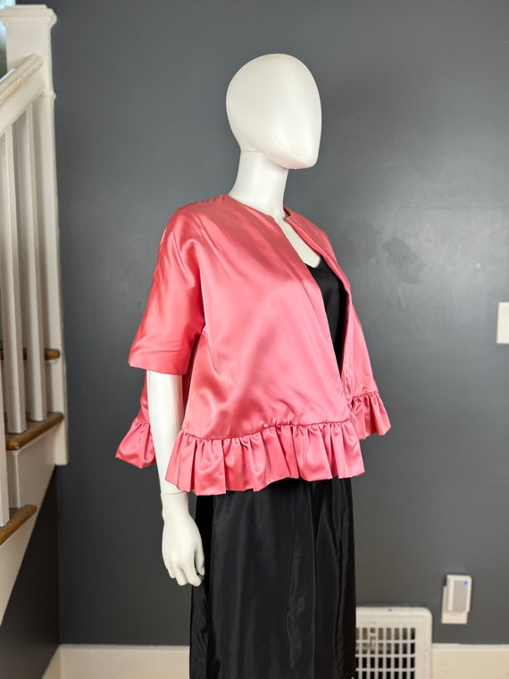 1960’s Pink Satin Swing Jacket Short Sleeves sz S/