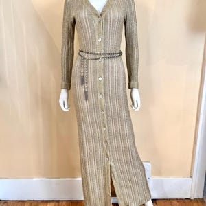 1970’s Metallic Knit Sweater Dress Leo Narducci Ambiance sz S