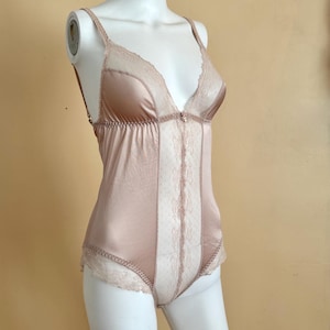 1980’s Ce Soir Sheer Panel Nylon Lace Bodysuit sz 34