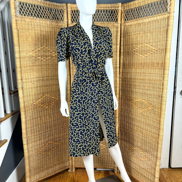 1940’s Navy Blouse Polka Dot Open Front Dress sz S/M