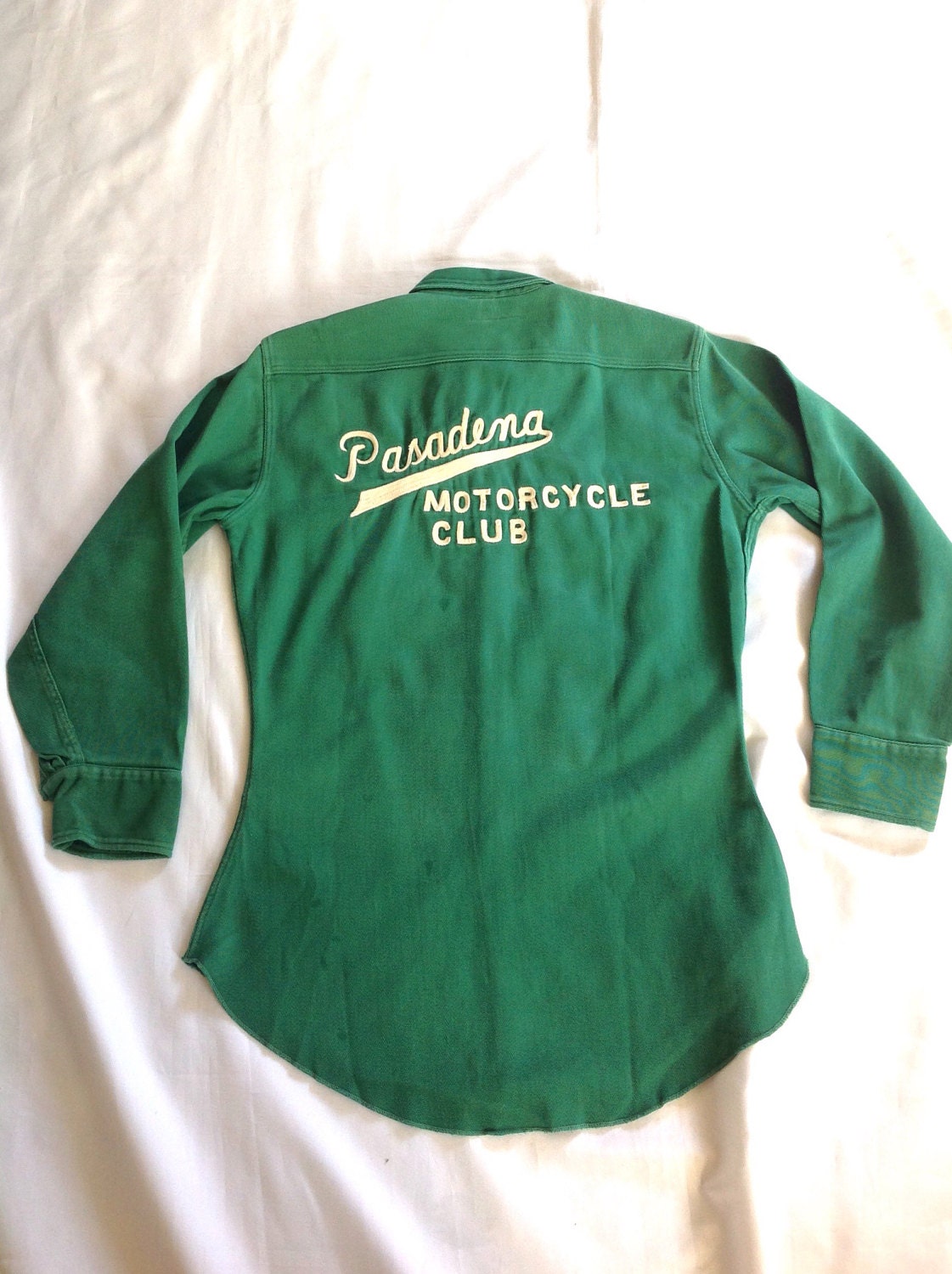 1950 ' s Pasadena Moto Club Heavyweight Gabardine chemise Sz. M 1950 Club ' s Pasadena Moto Club 1950 Heavyweight Gabardine chemise Sz. M 72e120