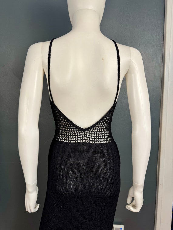 1970’s Black Crocheted Maxi Halter Dress sz S - image 9