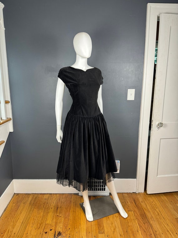 1950’s Black Velvet w/ Tulle Ballerina Style Dress