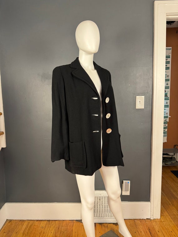 1940’s Black Herringbone Woven Wool Jacket sz M/L - image 4