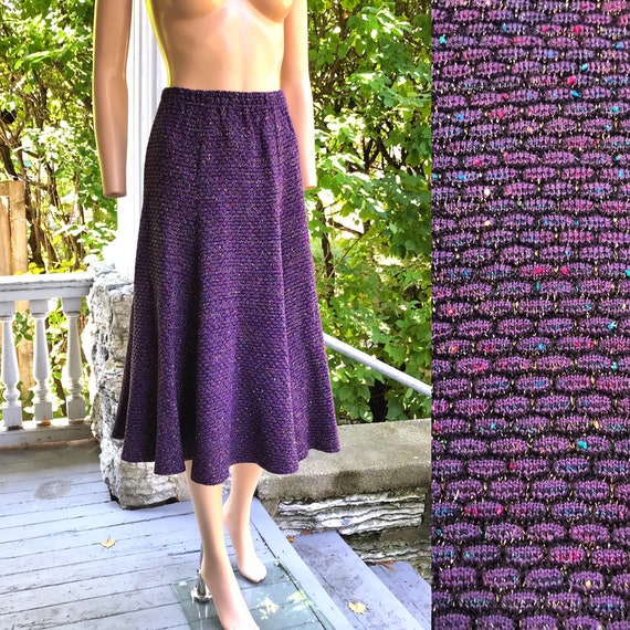Koos Van Den Akker Purple Sparkle Knit Skirt sz 8