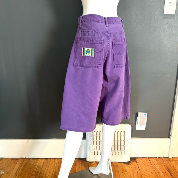 90’s Cross Colours Purple Baggy Denim Shorts 30”