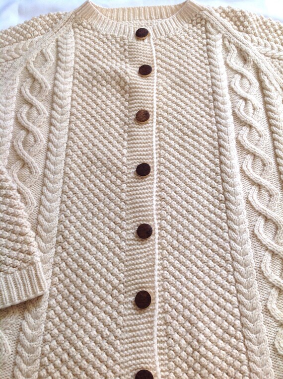 1960 ' s XXL crème laine crème XXL câble tricot Cardigan unisexe cd095a 1960 ' s XXL crème laine crème XXL câble tricot Cardigan unisexe cd095a