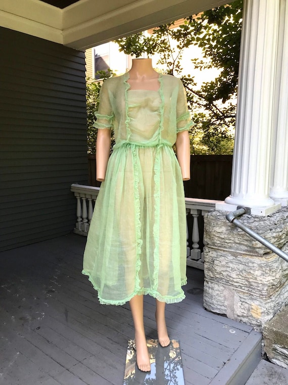 1910's Edwardian Green Faerie Organza 2pc S/M