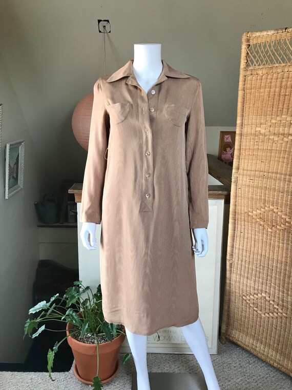 1970’s Geoffrey Beene Wood Grain Rayon Dress sz S - image 8