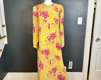 1980’s David Brown Nasturtium Print Zip-up Robe sz L