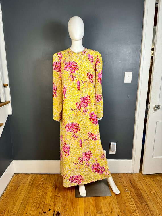 1980’s David Brown Nasturtium Print Zip-up Robe sz