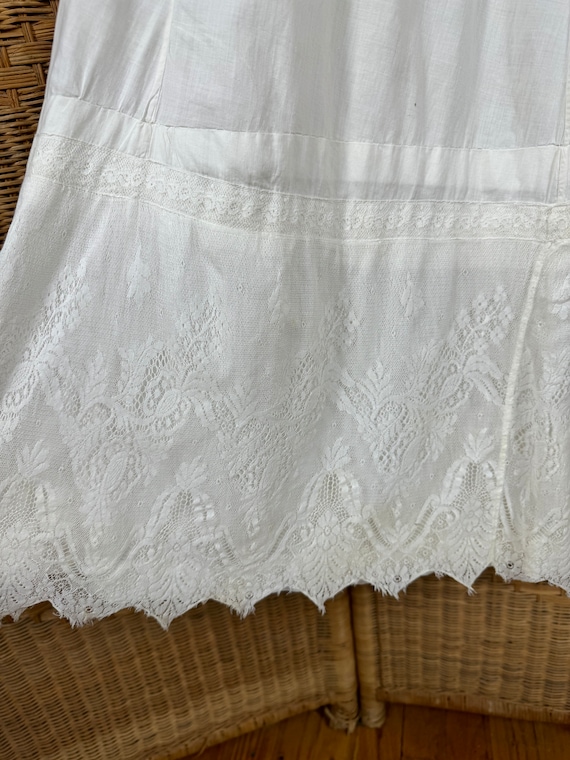 Antique Victorian White Cotton & Lace Dress XXS - image 7
