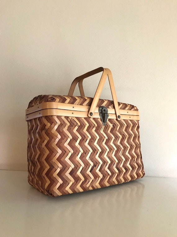 1940's Japanese Rattan Basket Box Purse