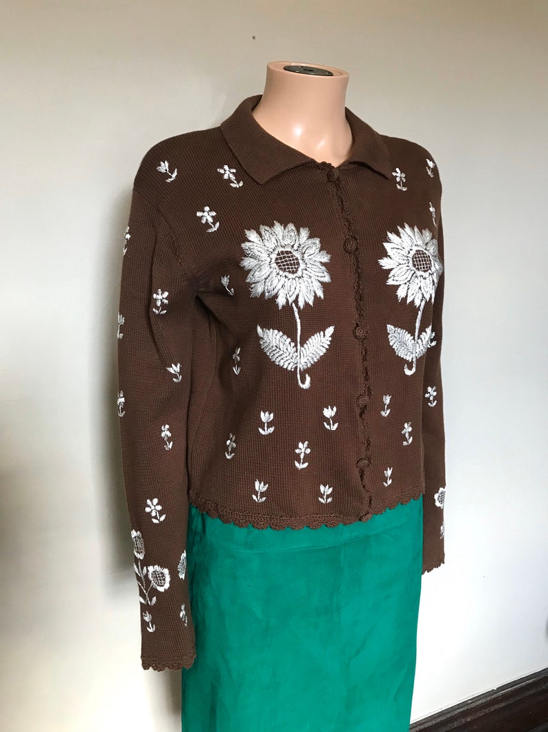Moschino Cheap /& Chic Embroidered Cotton Knit Cardigan sz M
