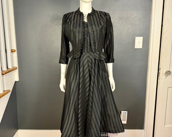 1950’s Jonathan Logan Black Taffeta Dress & Jacket Set sz S