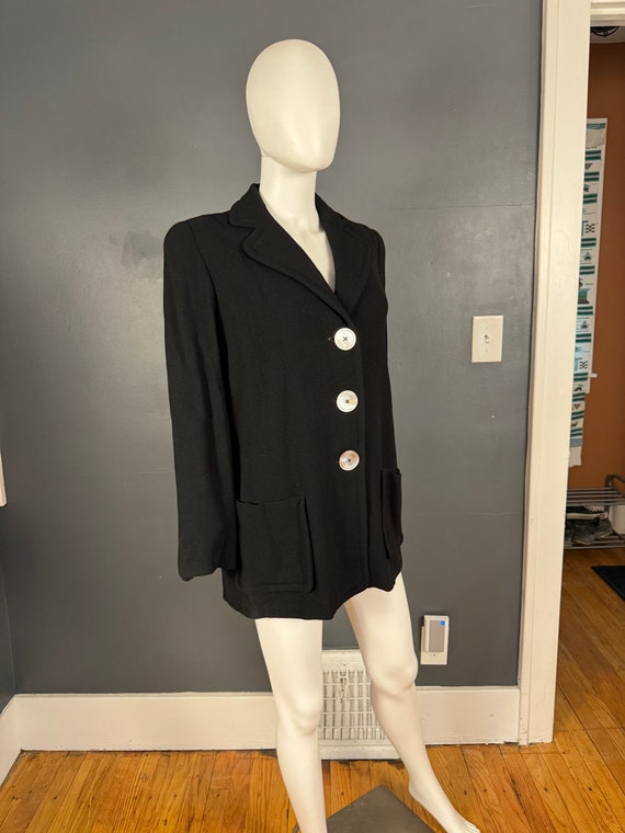 1940’s Black Herringbone Woven Wool Jacket sz M/L - image 2