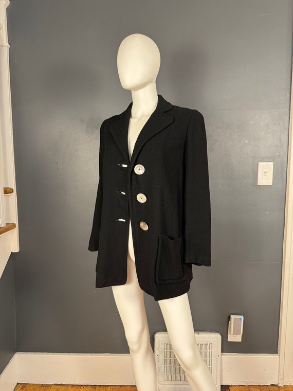 1940’s Black Herringbone Woven Wool Jacket sz M/L - image 6