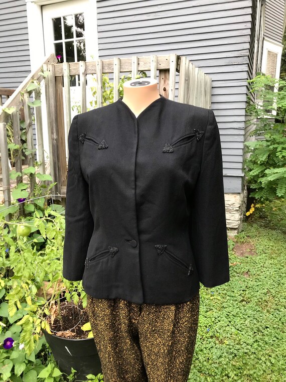 1940's Beaded Arrows Bell Sleeve Jacket sz L