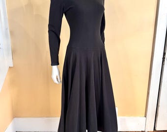 Betsey Johnson Punk Label Black Cotton Dress Full Skirt sz S