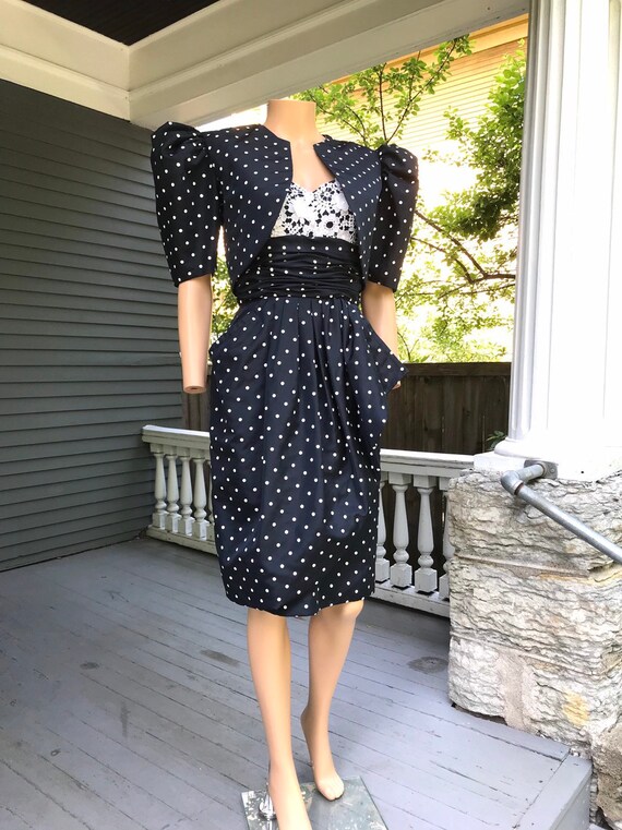 1980's Victor Costa Strapless Dress & Puffed Sleev