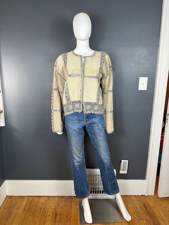90’s Suede Patchwork & Embroidery Jacket sz XL