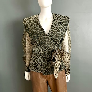 1990’s Sheer Leopard Print Chiffon Wrap Blouse sz L