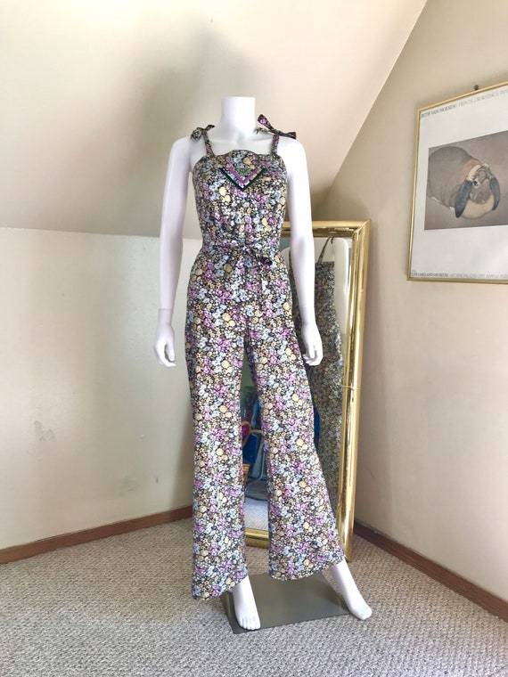 1970’s Young Edwardian Cotton Floral Print Jumpsui