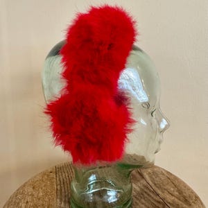 1960’s Red Rabbit Fur Earmuffs O/S