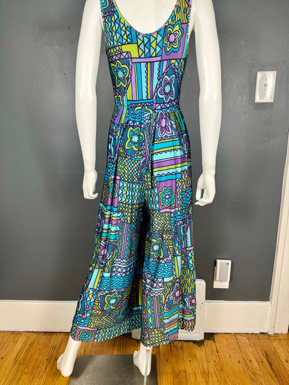 1970’s Palazzo Pant Geometric Print Jumpsuit sz S - image 7