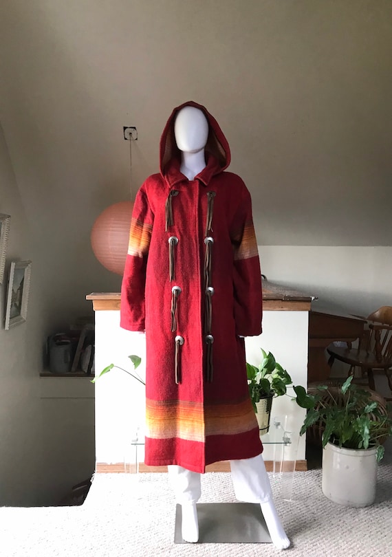 1980’s Red Woolrich Southwestern Style Blanket Coa