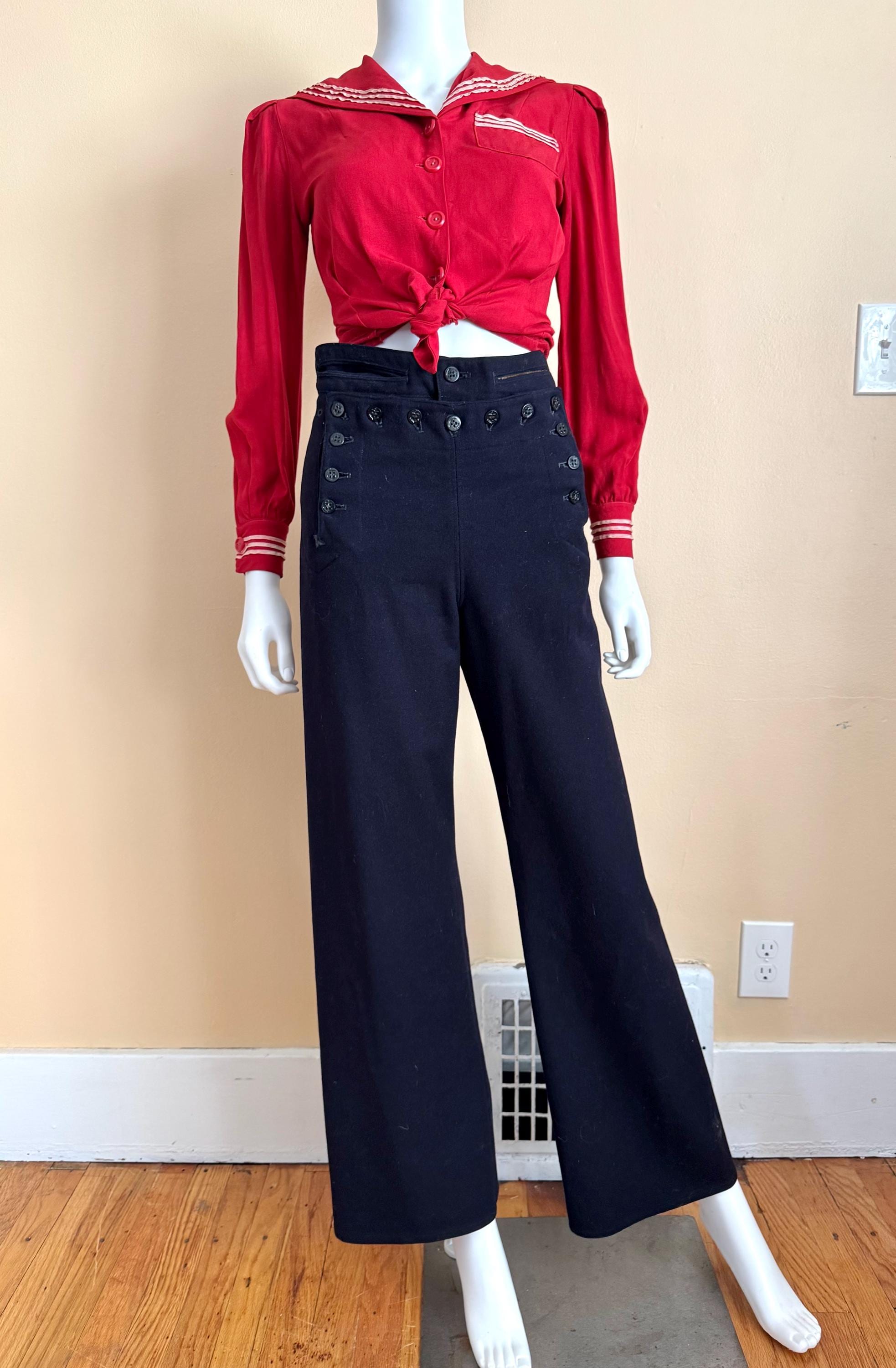 1940's Navy Wool Crackerjack Sailor Pants 27” - Etsy