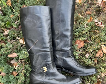 1990’s Square Toe Etienne Aigner Leather Riding Boots sz 8.5