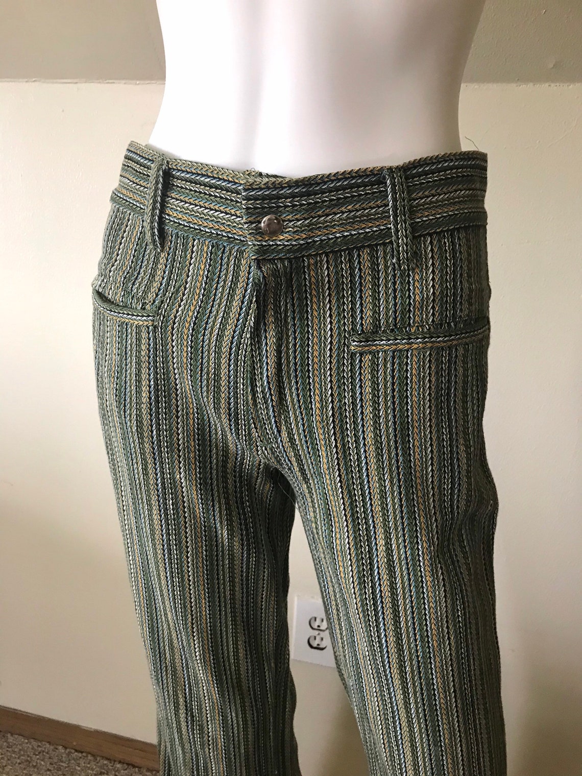 1970s Hip Hugger Chevron Stripe Flare Pants sz M | Etsy