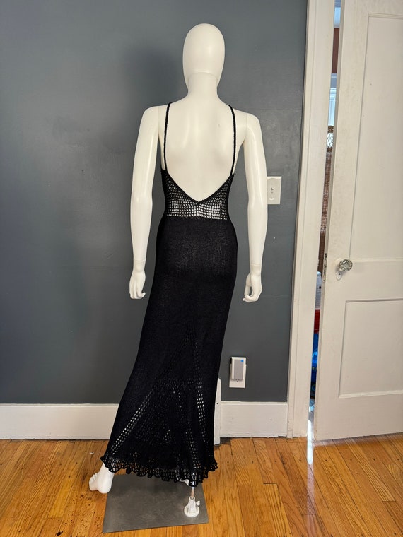 1970’s Black Crocheted Maxi Halter Dress sz S - image 8