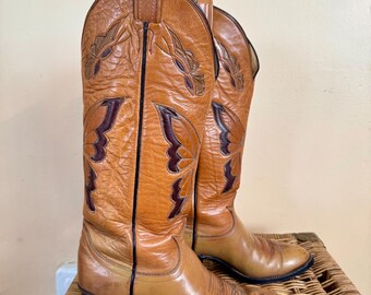 1970’s Tony Llama Leather Butterfly Western Boots sz 6B