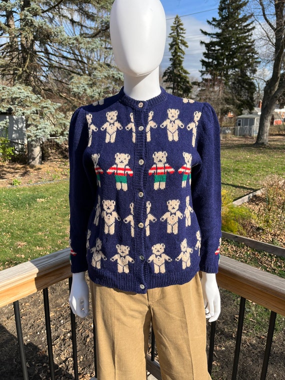 1980’s Teddy Bear Shetland Wool Knit Cardigan sz M - Gem