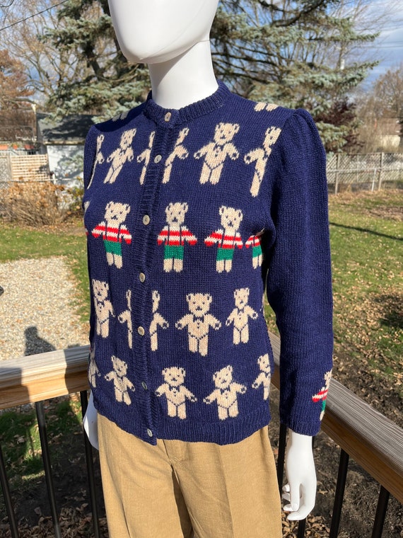1980’s Teddy Bear Shetland Wool Knit Cardigan sz M - Gem