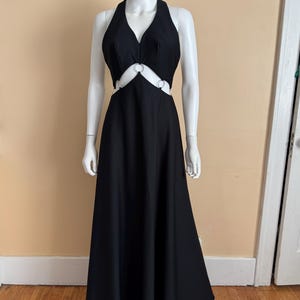 1970’s Cutout Back Black Maxi Dress sz M
