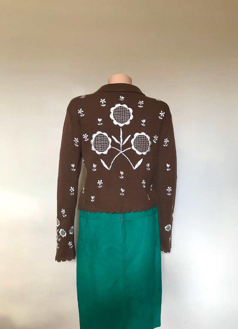 Moschino Cheap /& Chic Embroidered Cotton Knit Cardigan sz M