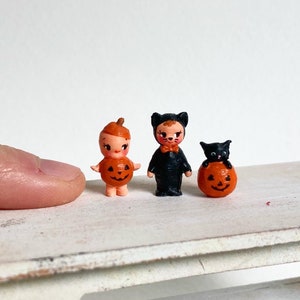 1:12 Dollhouse Miniature Halloween pumpkin, cat, bat doll, accessory, fall, Halloween, autumn decor