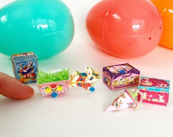 Easter Printable 1:12 and 1/6  scale files  Dollhouse Miniatures Vintage Easter Candy boxes and bunny wagon instant download decoration
