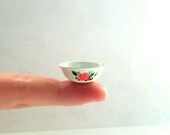 Rose Pyrex inspired Mixing Bowl - Dollhouse Miniature Kitchen Bowl , 1 Bowl