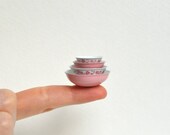 Gooseberry Pyrex inspired Mixing Bowl Set - Dollhouse Miniature Kitchen Set of 4 Nesting Bowls