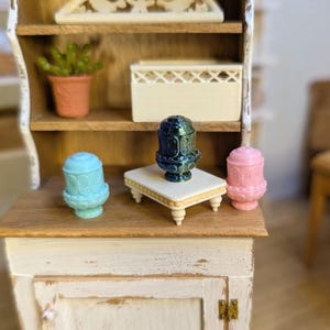 Platos de jadeíta inspirados en lámparas de hadas a escala 1/12, color verde - Cocina retro vintage en miniatura para casa de muñecas
