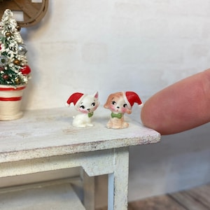 1:12 Puppenhaus Miniatur Weihnachten Santa Katze oder Hund Accessoire, Winter, Urlaub, Dekor Dekoration