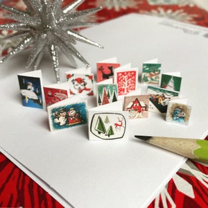 Download istantaneo fai-da-te di cartoline natalizie vintage in miniatura per casa delle bambole stampabili