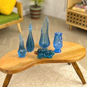 Maßstab 1:12 Puppenhaus Miniatur Vasen-Set in Blau Midcentury Modern
