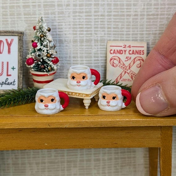 Set De 24 Miniatures Nourriture Noël 1/12 - Père Noël, Sapin, Gâteaux, Vaisselle - Pour Maison De Poupée, Décoration